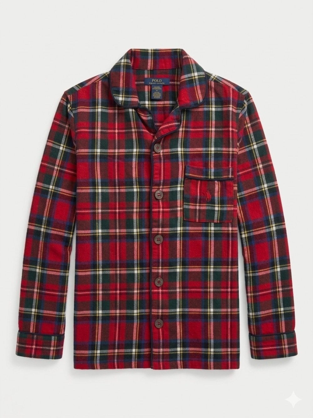 Polo Ralph Lauren Kids Boys Plaid Sleepwear Pajama Top Classic Red Tartan Size 8